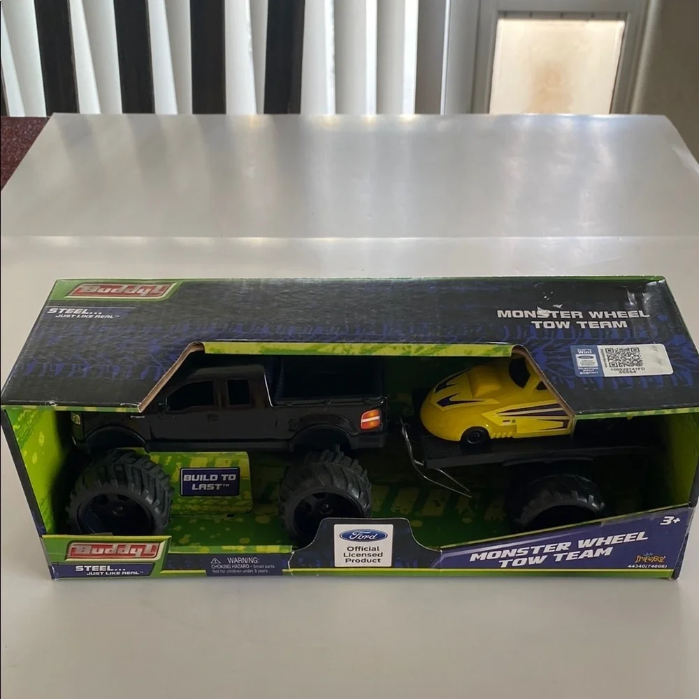 Buddy L Ford Monster Wheel Tow Team Toy - Black and Yellow NWOT